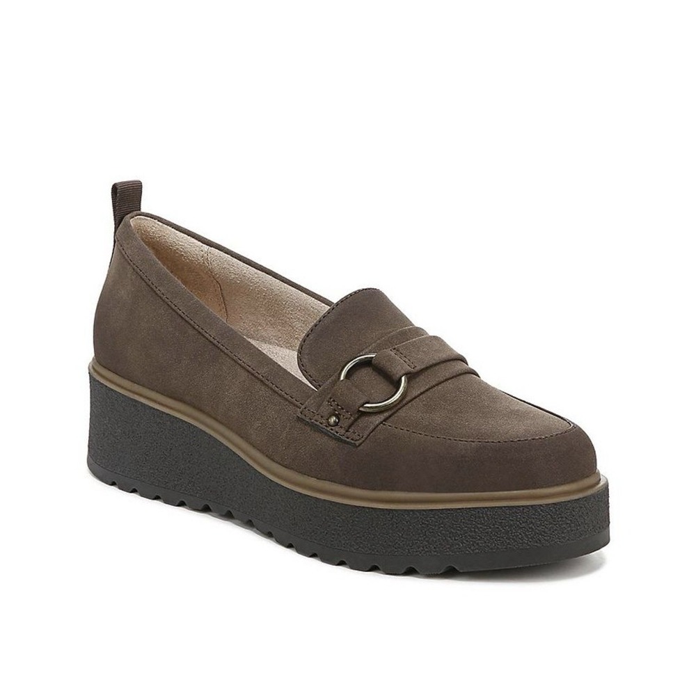 SOUL Naturalizer Women's‎ Joyla Slip On Wedge Loafer Buckle Brown Size 5